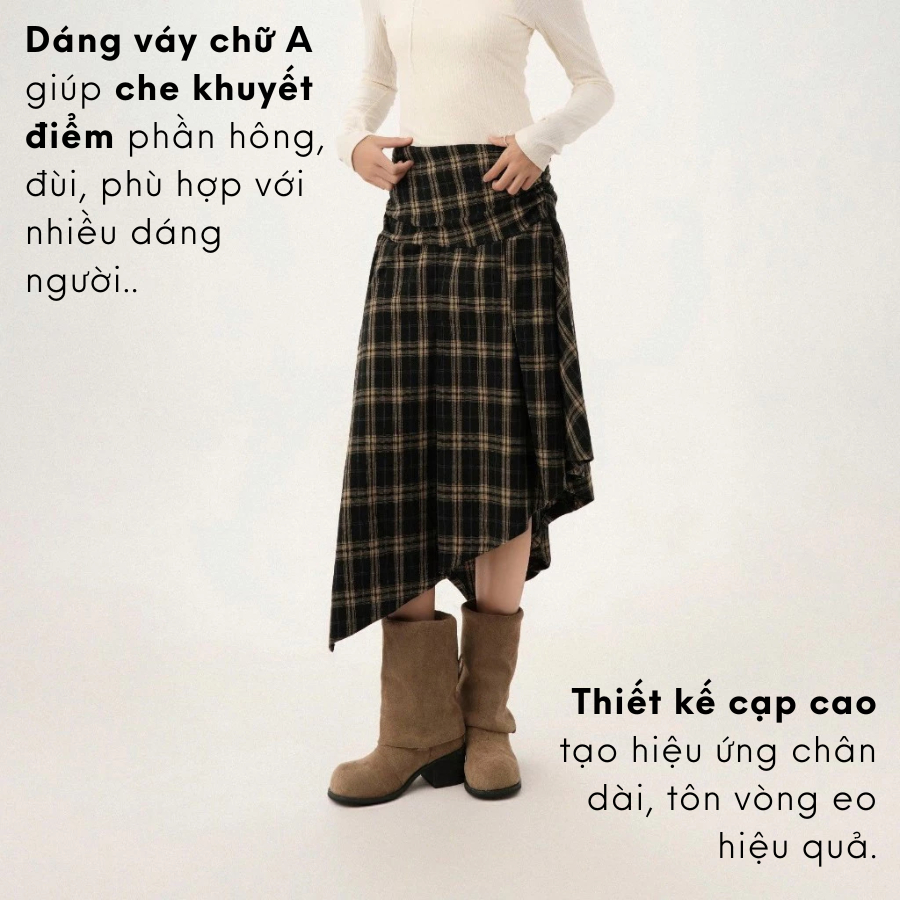 [KH01] [MẶC 2 KIỂU] Chân Váy/ Áo CARO Dáng Dài Vạt Chéo, chân váy dài DU XUÂN caro kẻ sọc | KHAO Boutique