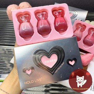 [HOLD LIVE] Set 3 Son Hold Live Vỏ Bạc Trái Tim, Cute Ode Lip Glaze, 4.5gx3 (HL777)