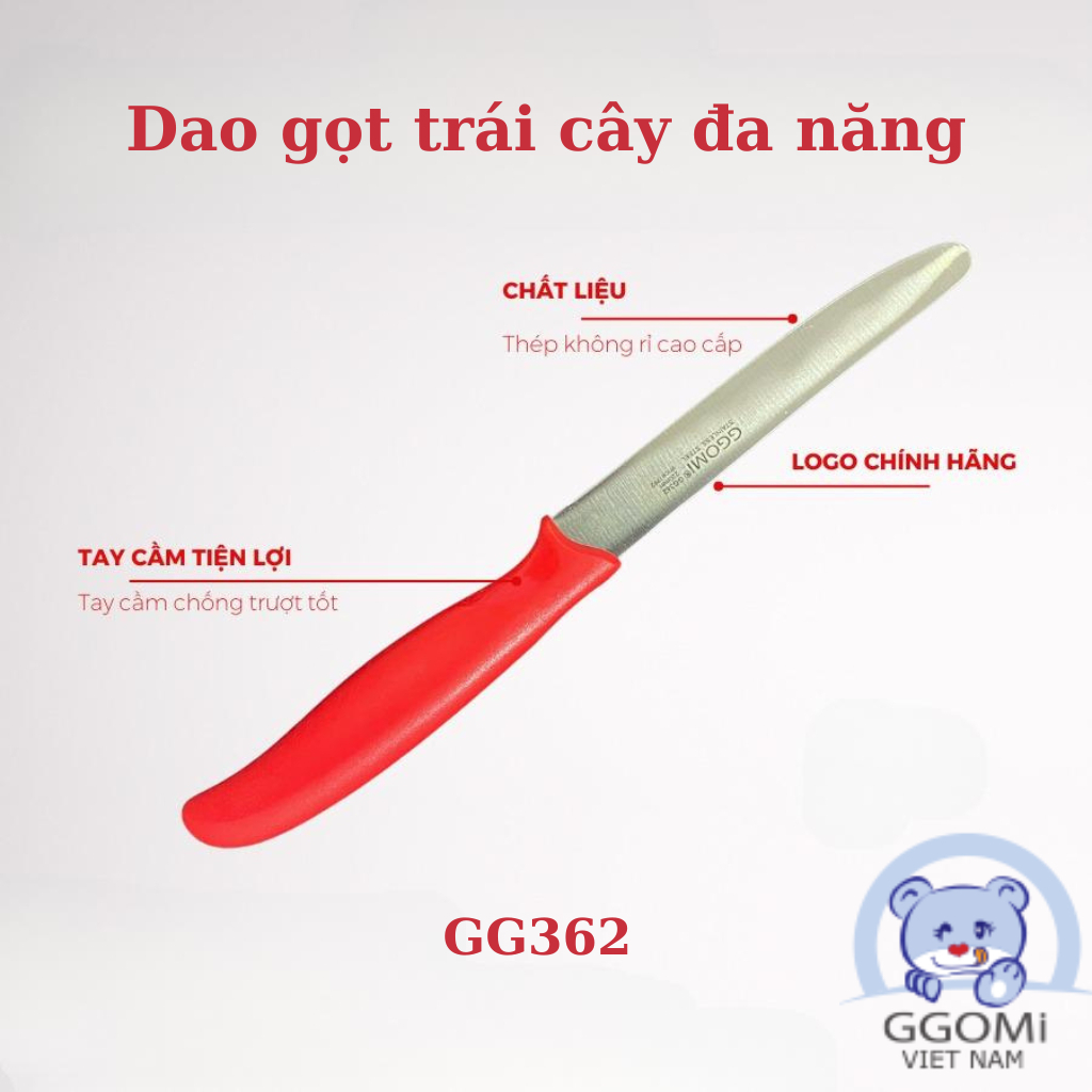 Dao gọt hoa quả, trái cây đa năng GGOMi GG360 - Dao răng cưa cắt bánh mì phết bơ lưỡi thép hàn quốc dài 22cm