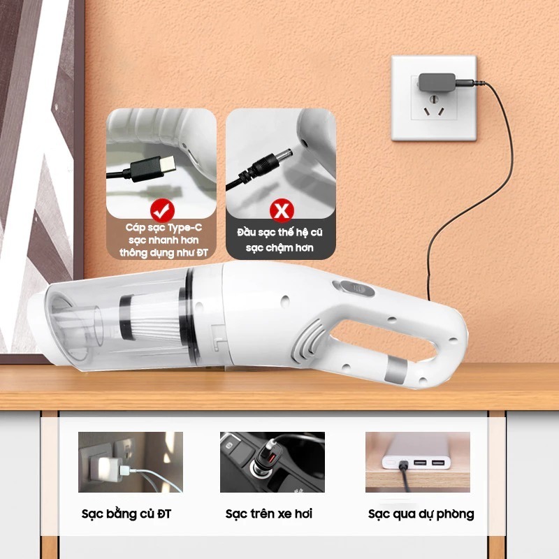 EXYT Máy Hút Bụi Cầm Tay Không Dây 7in1 - Lực Hút 25KPa Mạnh Mẽ - Hút Sạch Nhà & Ô Tô - Nhẹ Nhàng, Dễ Vệ Sinh