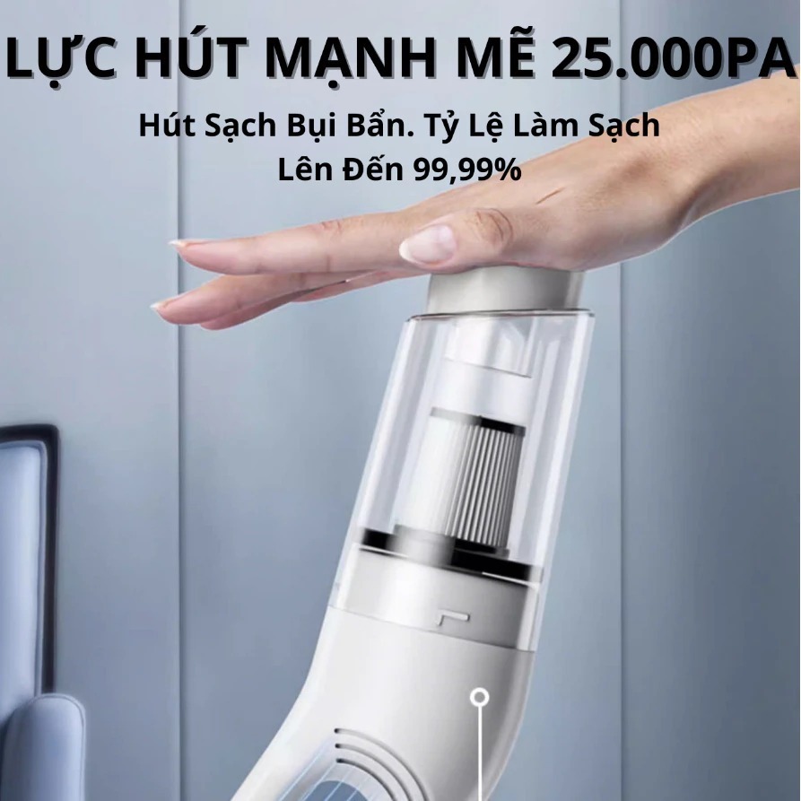 EXYT Máy Hút Bụi Cầm Tay Không Dây 7in1 - Lực Hút 25KPa Mạnh Mẽ - Hút Sạch Nhà & Ô Tô - Nhẹ Nhàng, Dễ Vệ Sinh