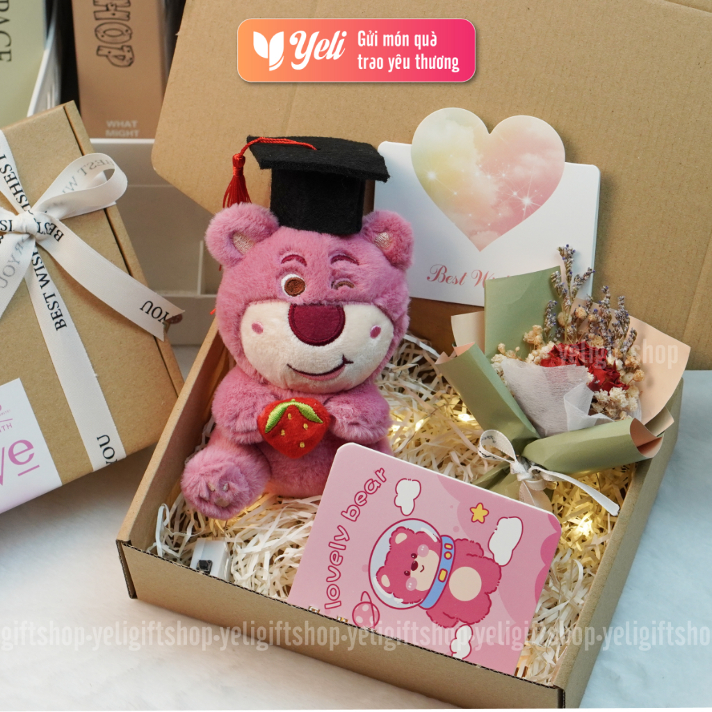Quà tặng Tốt Nghiệp hoa gấu cho bạn bè, người thân, Set quà hoa gấu Tốt Nghiệp tặng người yêu, bạn gái, xinh xắn