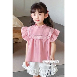 [B&G] Sét bộ áo hồng cánh tiên kèm quần đùi trắng dễ thương cho bé gái từ 10-45kg92-12 tuổi)