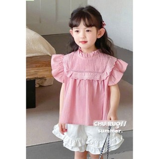 [B&G] Sét bộ áo hồng cánh tiên kèm quần đùi trắng dễ thương cho bé gái từ 10-45kg92-12 tuổi)