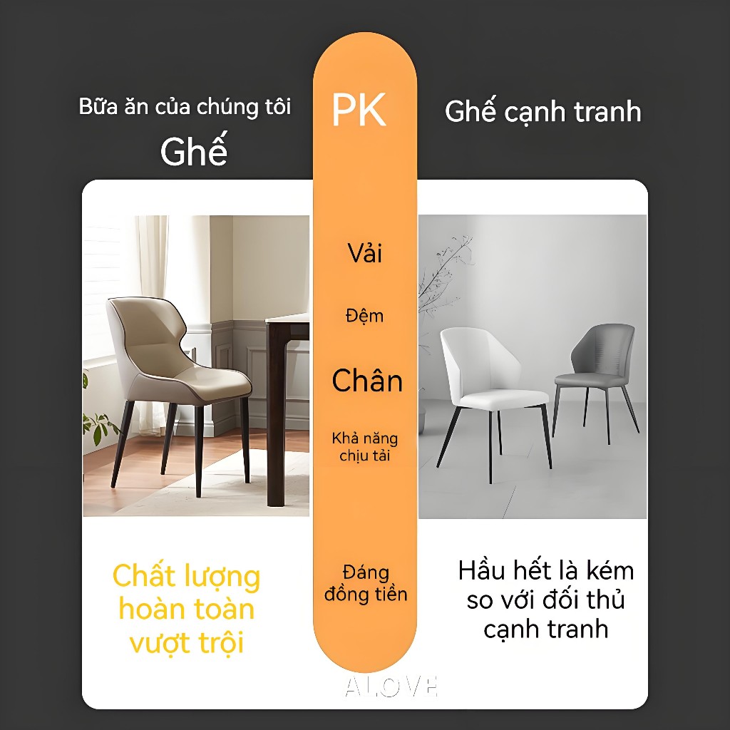 ALOVE Ghế ăn gia đình hiện đại ghế bàn ăn tựa lưng êm ái phong cách Bắc Âu sang trọng | BigBuy360 - bigbuy360.vn