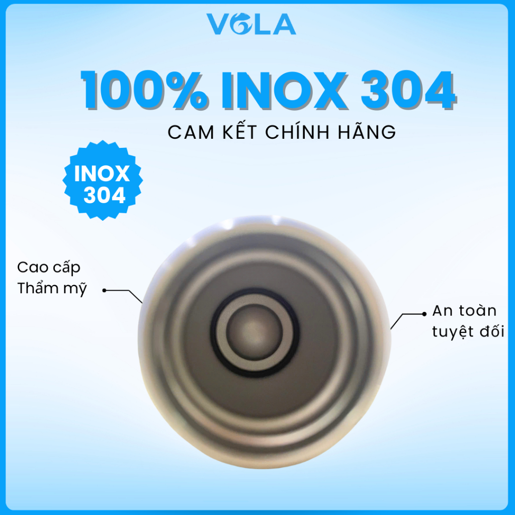Bình giữ nhiệt VOLA 500ml inox 304 cao cấp, Bình giữ nhiệt tone pastel nhẹ nhàng khắc tên miễn phí