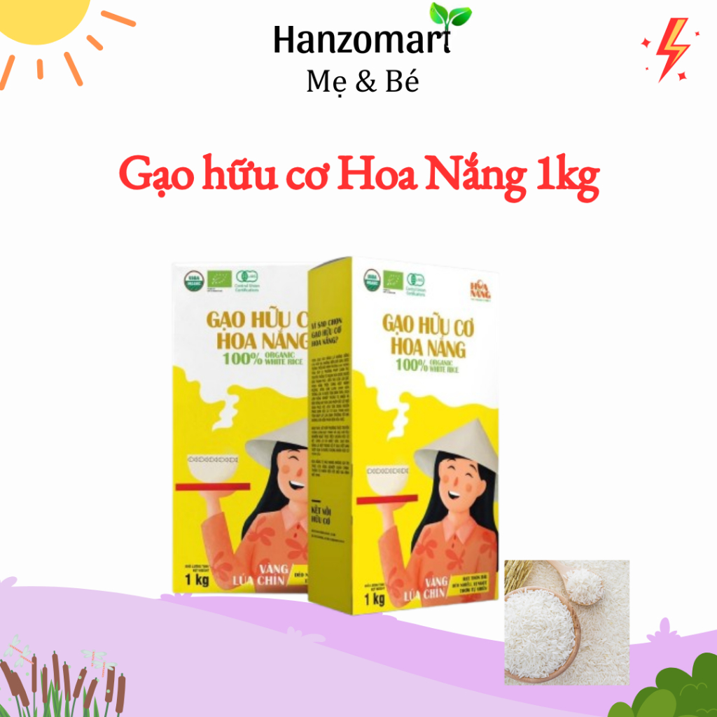 Gạo Hữu Cơ Hoa Nắng 1kg – Gạo Hữu Cơ Cho Trẻ Ăn Dặm – Chuẩn USDA EU