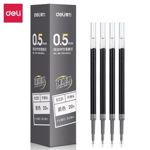 Combo 5/10/20 Ruột bút gel đen Deli S221 ngòi 0,5mm viết êm, mực cao cấp, nhanh khô ngòi gốc dùng thay thế cho Bút A575
