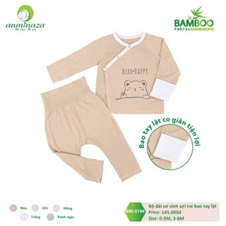 Bộ dài sơ sinh sợi tre anminaza cho bé 0-6m