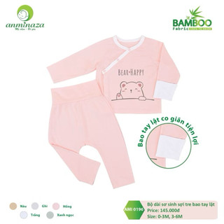 Bộ dài sơ sinh sợi tre anminaza cho bé 0-6m