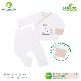 Bộ dài sơ sinh sợi tre anminaza cho bé 0-6m