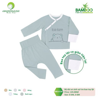 Bộ dài sơ sinh sợi tre anminaza cho bé 0-6m