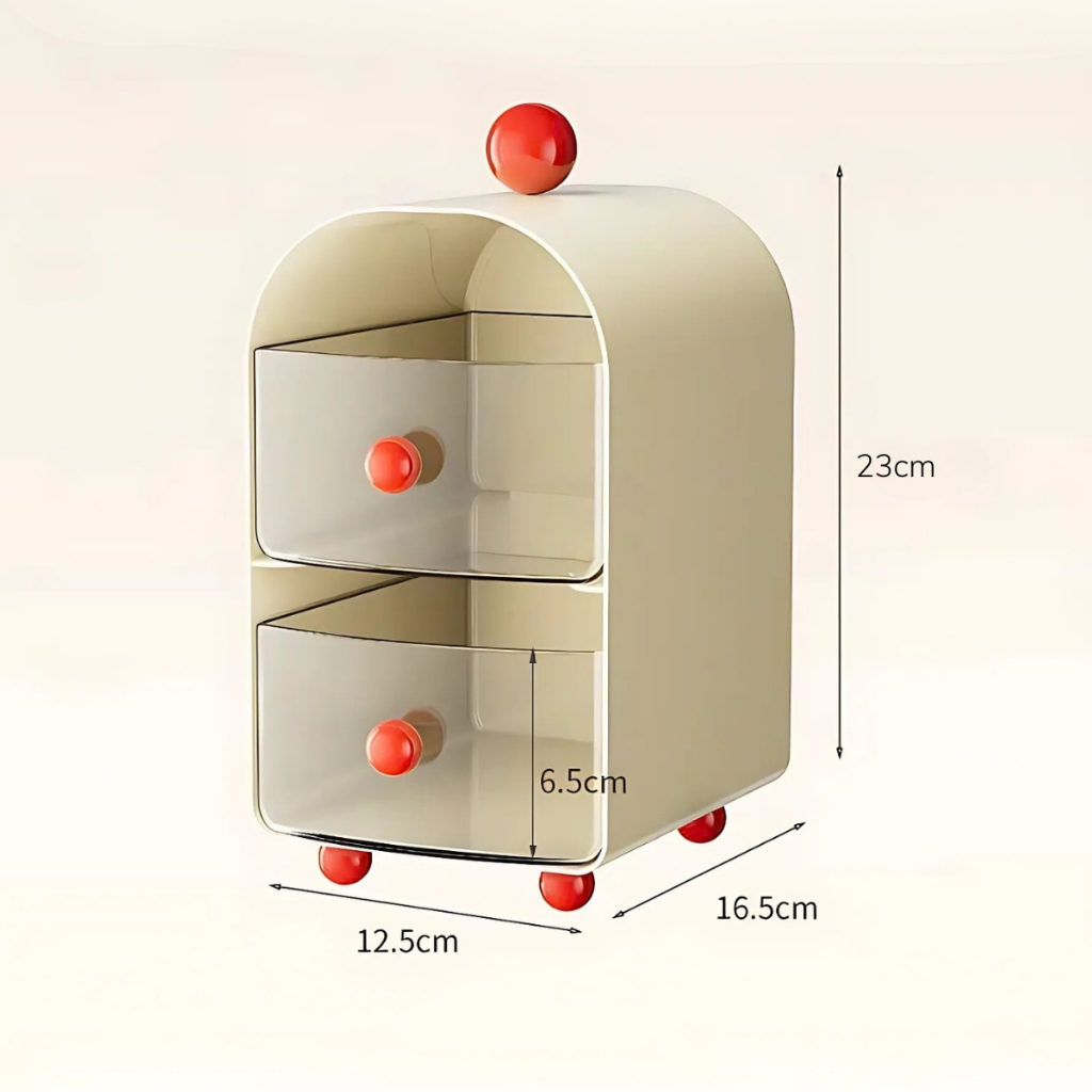 Kệ Đựng Mỹ Phẩm 2 Tầng Để Bàn Bằng Nhựa Cao Cấp, Kệ Đựng Đồ Trang Điểm, Đồ Makeup 2 Ngăn Kéo Decor Bàn Làm Việc
