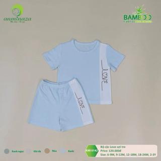 Bộ cộc Love ANMINAZA sợi tre 100% tự nhiên kháng khuẩn, thoáng khí, co giãn tốt cho bé 6M - 3Y
