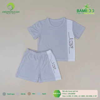 Bộ cộc Love ANMINAZA sợi tre 100% tự nhiên kháng khuẩn, thoáng khí, co giãn tốt cho bé 6M - 3Y