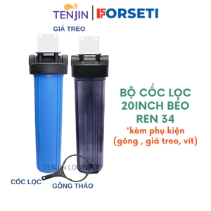 Cốc Lọc Béo Đầu Nguồn 20 inch Lọc Nước Sinh Hoạt , Cốc Jumboo Béo- Tặng Kèm Giá treo, gông tháo và ốc vít