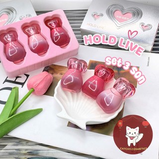 [HOLD LIVE] Set 3 Son Hold Live Vỏ Bạc Trái Tim, Cute Ode Lip Glaze, 4.5gx3 (HL777)