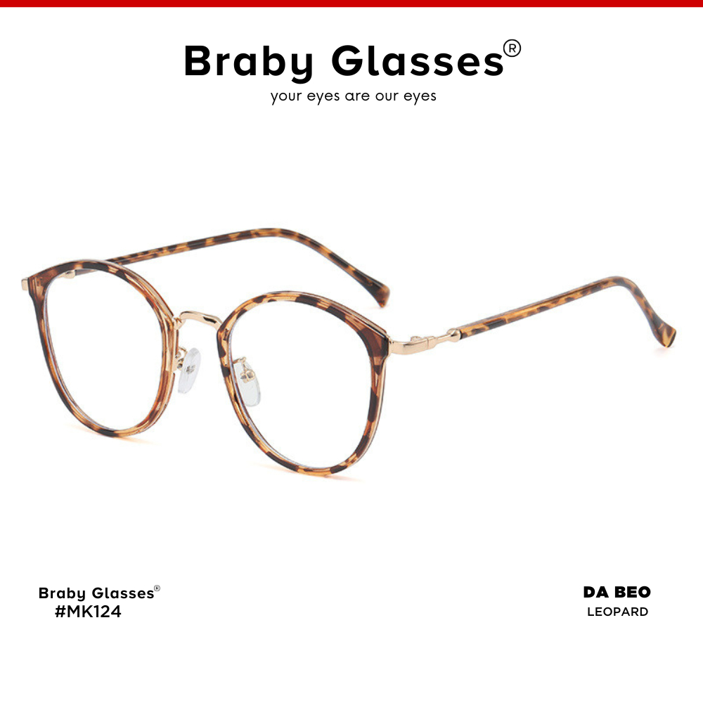 Gọng Kính Cận Dẻo Nam Nữ Braby Glasses Chất Liệu Nhựa Dẻo Siêu Nhẹ Thiết Kế Sang Trọng MK124
