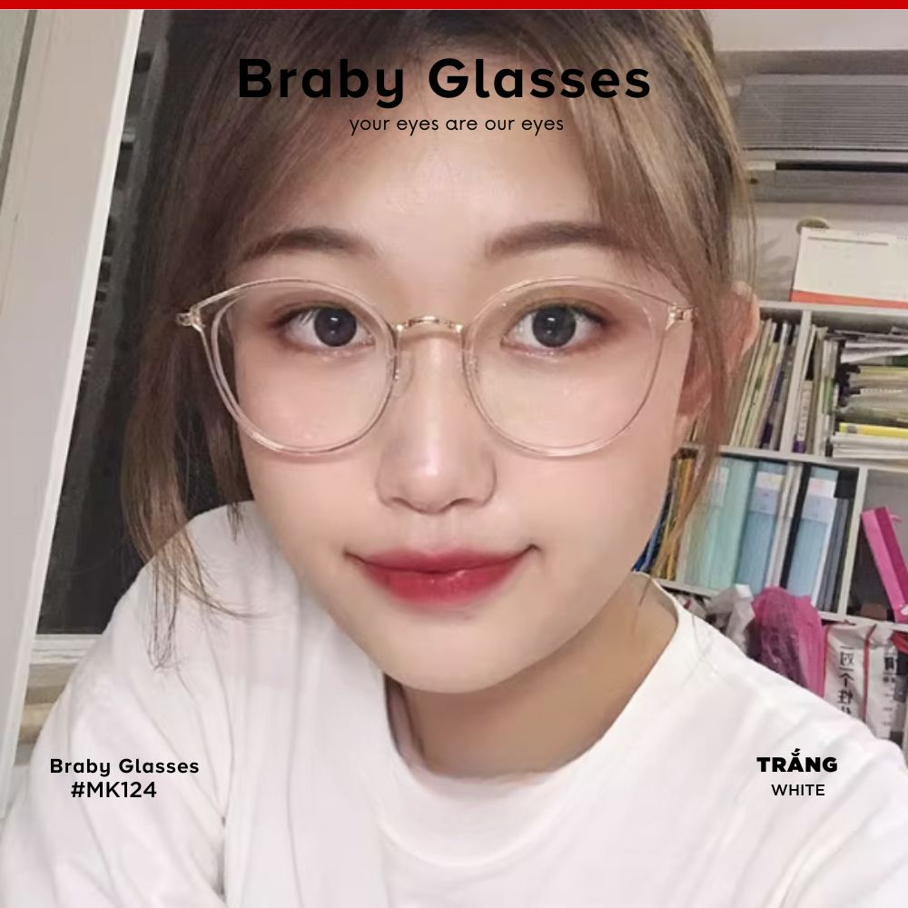 Gọng Kính Cận Dẻo Nam Nữ Braby Glasses Chất Liệu Nhựa Dẻo Siêu Nhẹ Thiết Kế Sang Trọng MK124