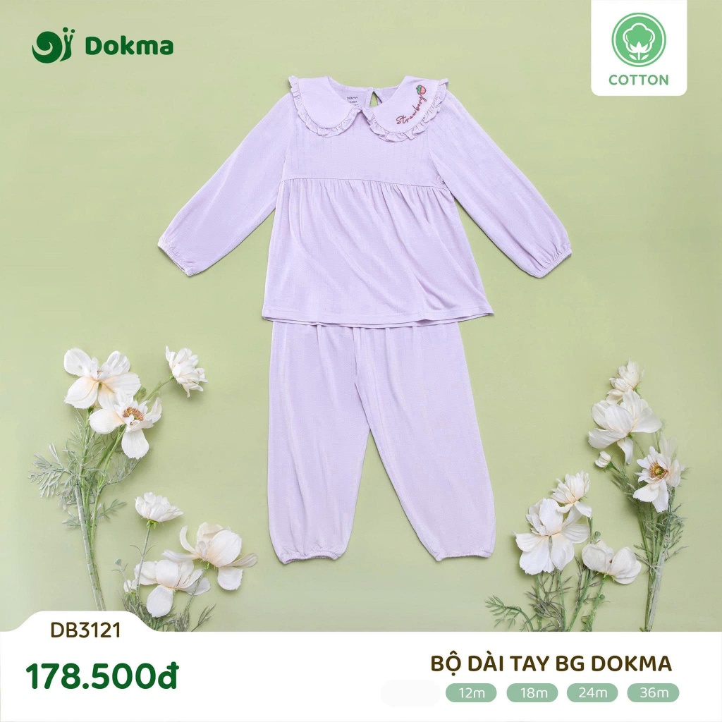 (9-13kg, 9-36M) Bộ Cotton Cài Vai Dài Tay DOKMA Cho Bé DB2044 DB3179 DB3121 DB3020 DB3026