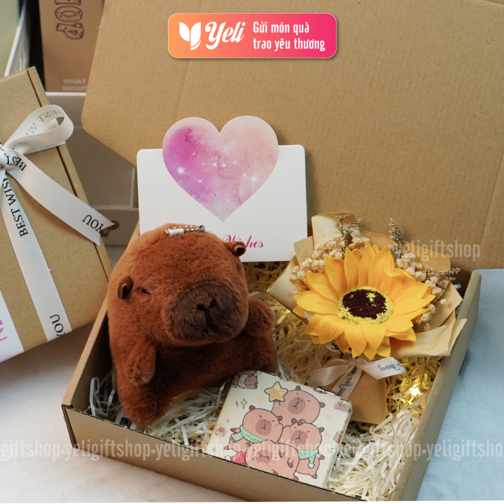 Set quà hoa, gấu, phụ kiện tặng sinh nhật bạn bè, người yêu, Hộp quà tặng hoa, gấu tặng Tốt Nghiệp bạn bè, người thân