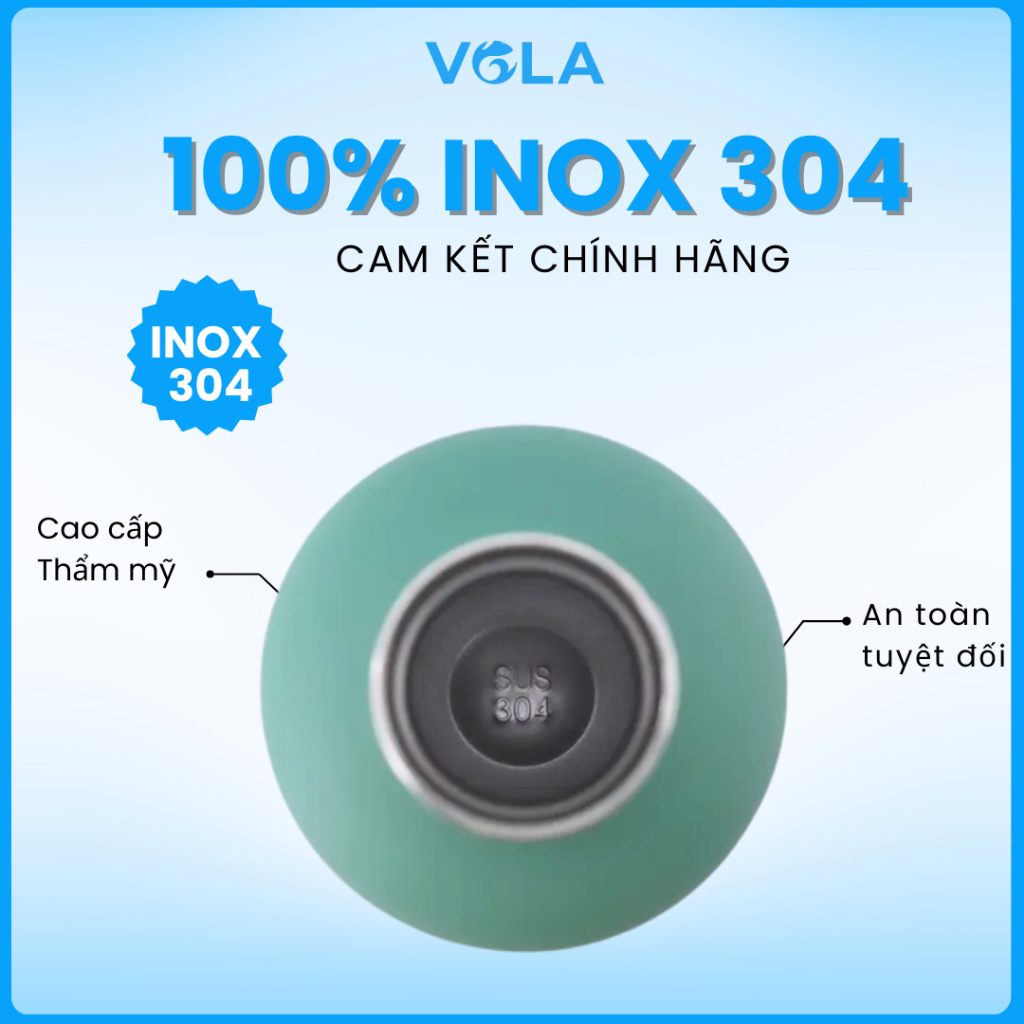 Bình giữ nhiệt VOLA 500ml inox 304, Bình giữ nhiệt nhỏ gọn thời trang, có khắc tên miễn phí