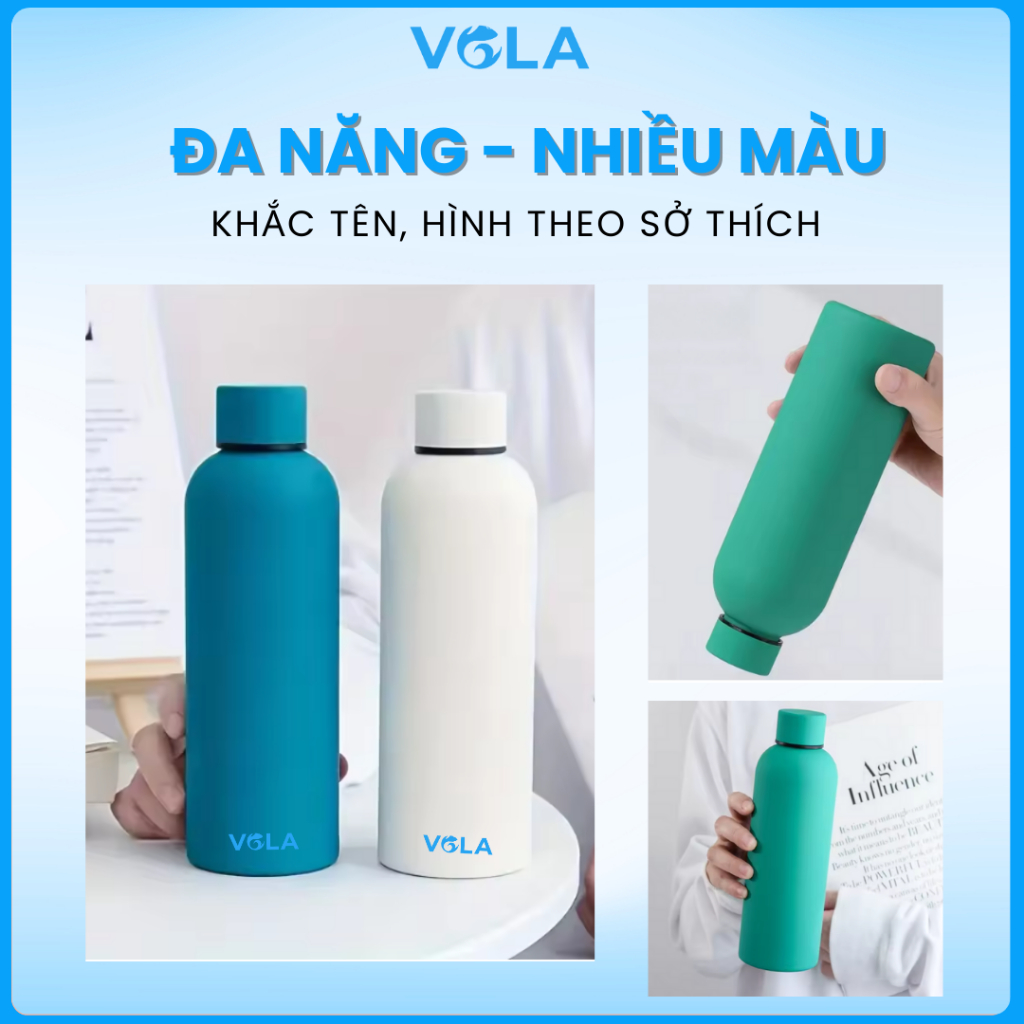 Bình giữ nhiệt VOLA 500ml inox 304, Bình giữ nhiệt nhỏ gọn thời trang, có khắc tên miễn phí
