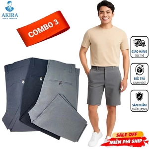 Combo 3 Quần short tây âu nam, form slimfit trẻ trung, vải cao cấp lịch lãm