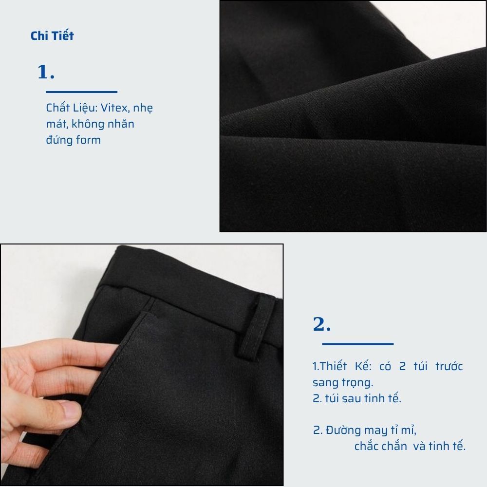 Quần short tây âu nam slimfit, vải cao cấp thoáng mát, form chuẩn trẻ trung