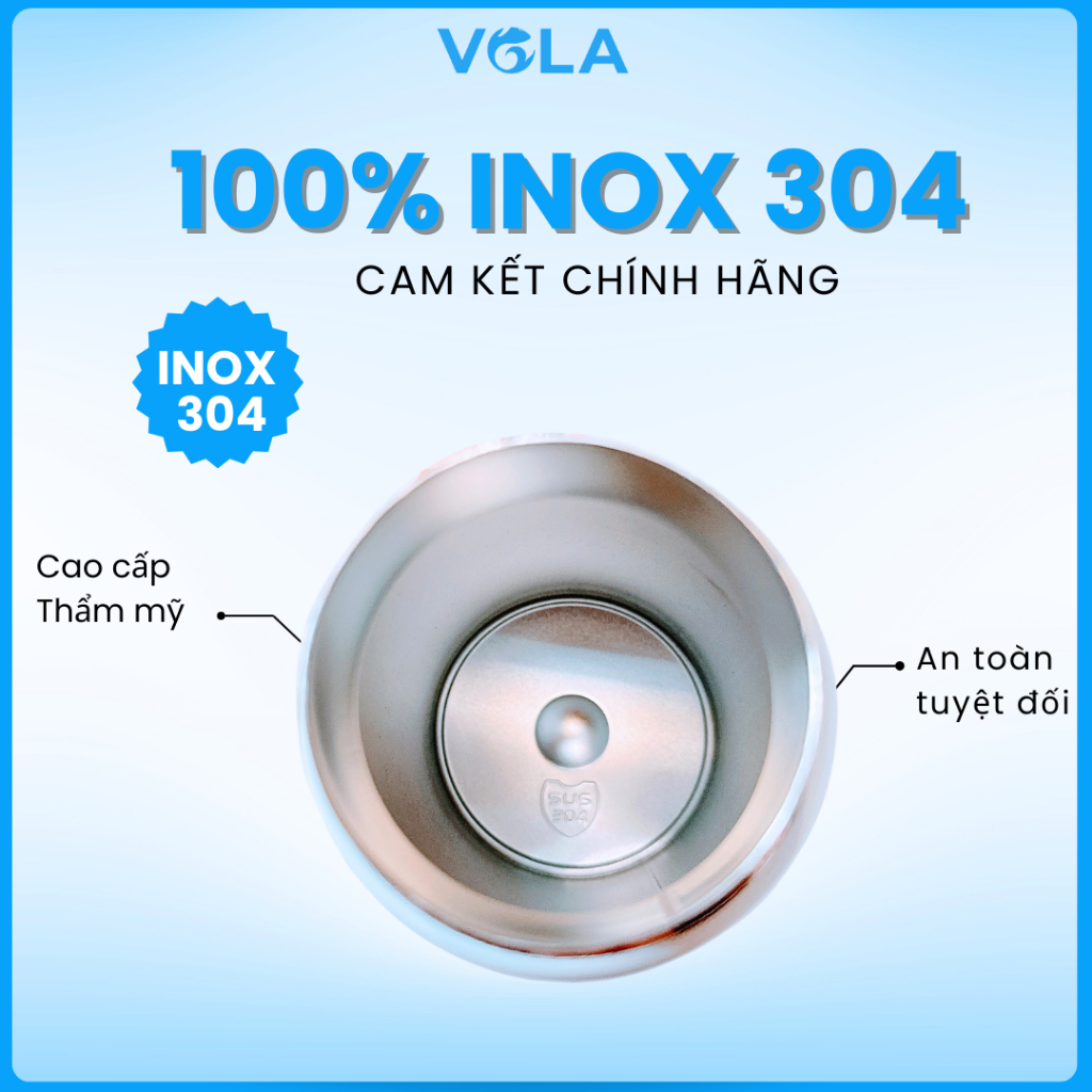 Bình giữ nhiệt VOLA 450ml inox 304, Bình giữ nhiệt dễ thương cute có khắc tên miễn phí