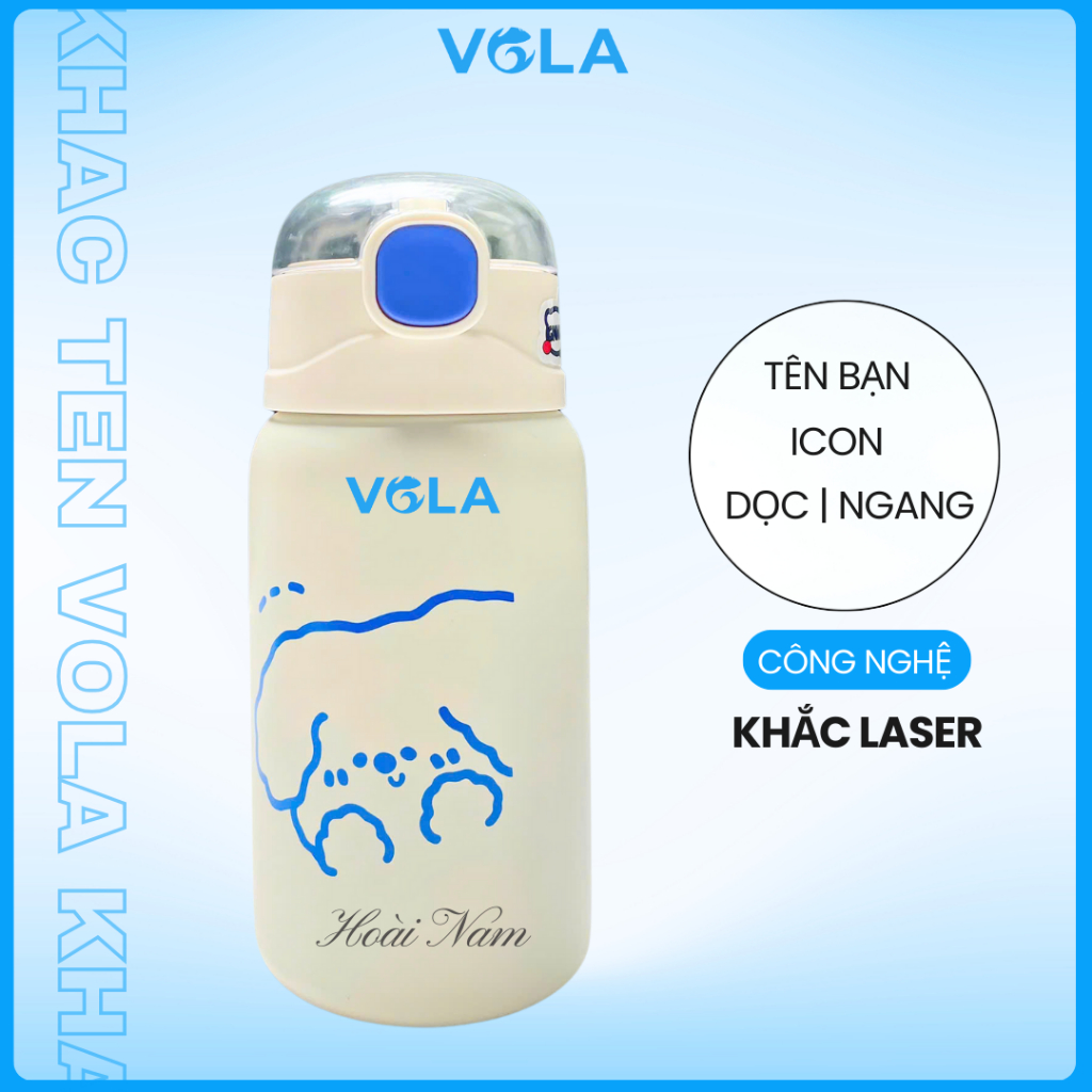 Bình giữ nhiệt VOLA 450ml inox 304, Bình giữ nhiệt dễ thương cute có khắc tên miễn phí