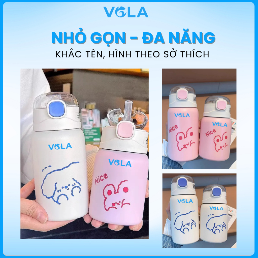 Bình giữ nhiệt VOLA 450ml inox 304, Bình giữ nhiệt dễ thương cute có khắc tên miễn phí