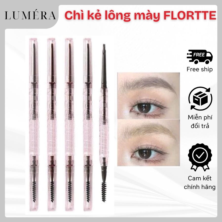 Chì Kẻ Mày 2 Đầu FLORTTE Machette Kèm Lược Chải Dễ Vẽ Lâu Trôi Chống Thấm Nước