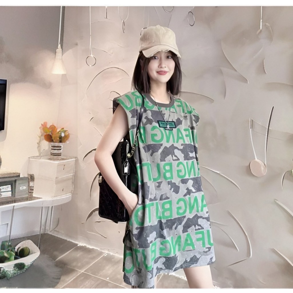 ( Có đệm vai ) Đầm nữ suông Váy sát vách dáng ngắn form rộng không cổ  bigsize mặc được trẻ trung thể thao cute T1233G