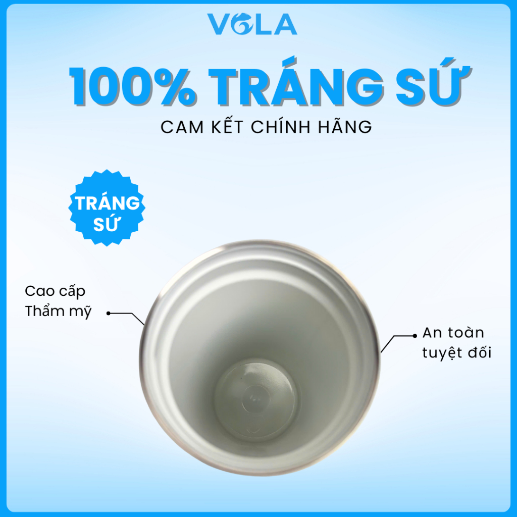 Ly giữ nhiệt VOLA 710ml cao cấp tráng sứ in họa tiết dân tộc, ly giữ nhiệt ép kim thiết kế độc quyền