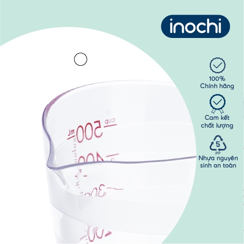 Cốc đong chịu nhiệt độ cao inochi, thiết kế chia vạch pha sữa, pha nước, nấu đồ ăn, pha chế tiện lợi k giòn gãy