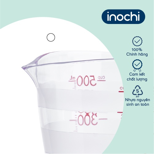Cốc đong chịu nhiệt độ cao inochi, thiết kế chia vạch pha sữa, pha nước, nấu đồ ăn, pha chế tiện lợi k giòn gãy