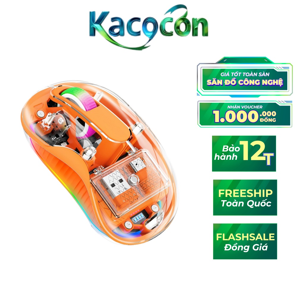 Chuột không dây bluetooth silent trong suốt KACOCON M333 Bluetooth USB ...