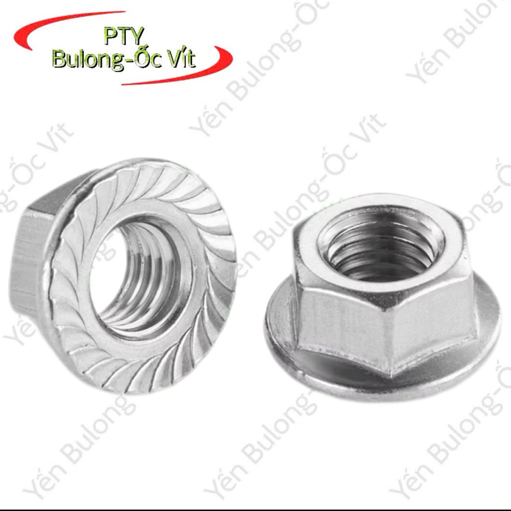 Đai ốc, Đai ốc liền long đen, Ecu mặt bích inox304 M3,M4,M5,M6,M8,M10 ...