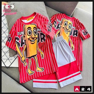 Đồ bộ mặc nhà cho bé trai hoạt hình tung tung sahur Ann's Kids thun lạnh in 3D in họa tiết khủng long, xe hơi, doremon