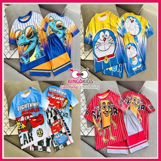 Đồ bộ mặc nhà cho bé trai hoạt hình tung tung sahur Ann's Kids thun lạnh in 3D in họa tiết khủng long, xe hơi, doremon