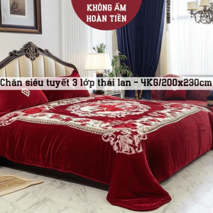 Chăn Siêu Tuyết Thái Lan 4kg, Chăn 3 Lớp Nhập Khẩu Ấm áp Đại Hàn, Chăn đông Mềm Mịn Không Rụng Lông