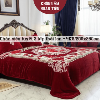 Chăn Siêu Tuyết Thái Lan 4kg, Chăn 3 Lớp Nhập Khẩu Ấm áp Đại Hàn, Chăn đông Mềm Mịn Không Rụng Lông