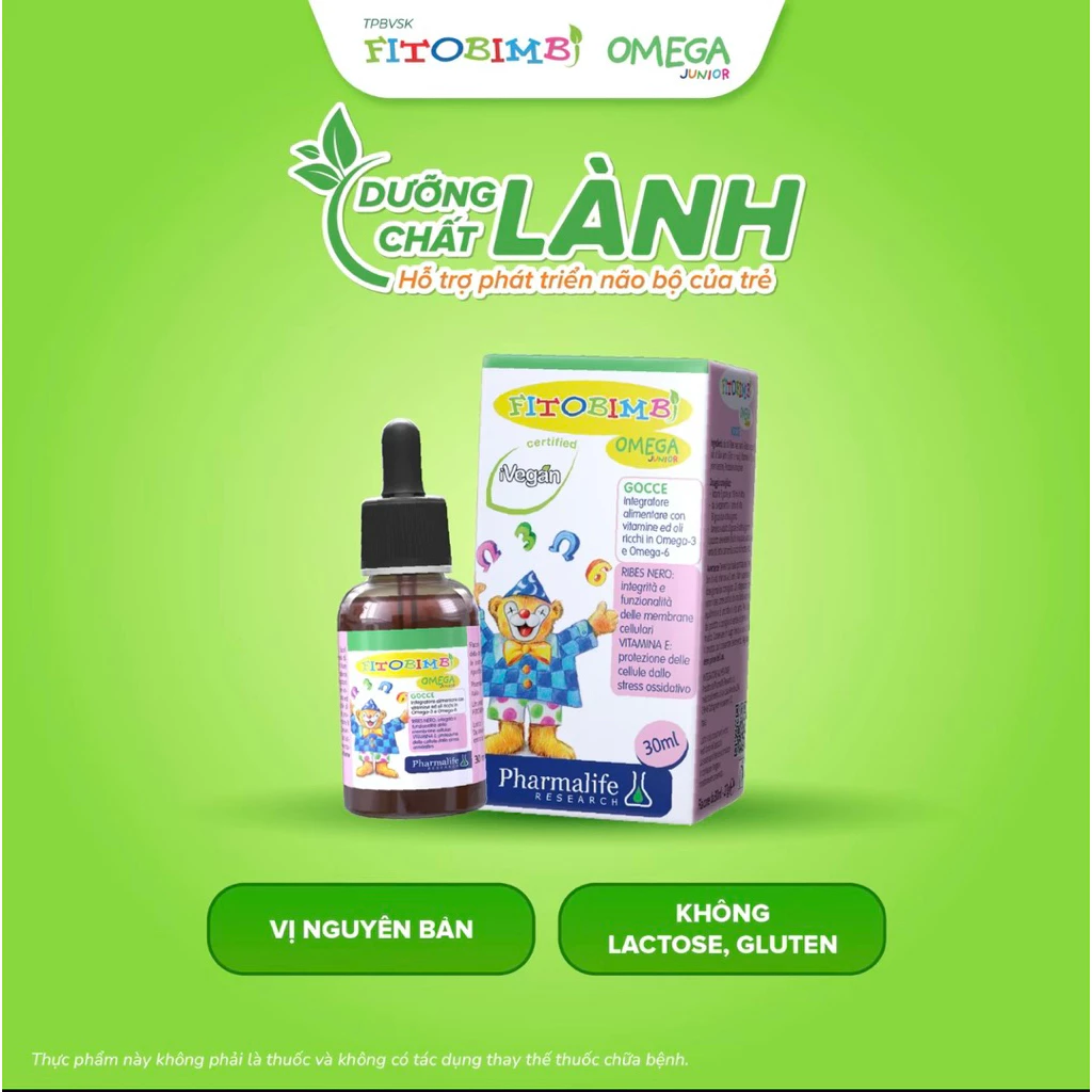 Fitobimbi Omega Junior – bổ não, tăng trí nhớ, bé thông minh vượt trội từ những giọt đầu đời