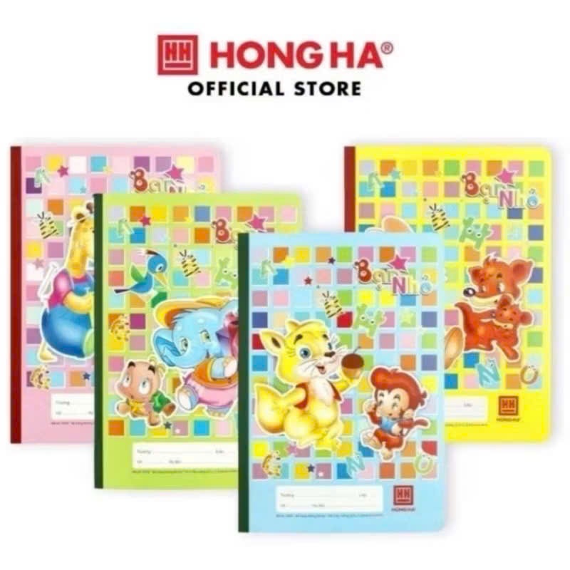 Combo 10 vở ô ly Hồng Hà 48 trang hình ảnh ngộ nghĩnh, đáng yêu, giấy không gợn, nhòe mực, giấy dày dặn không thấm hút