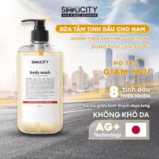 Sữa tắm hỗ trợ sạch khuẩn, khử mùi với Ion Bạc+ hương tinh dầu Men Stay Simplicity Body Wash 500ml
