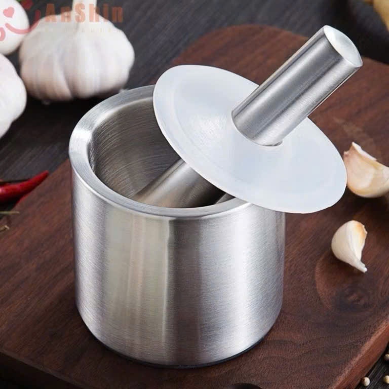 Bộ Cối Chày Inox Hình Trụ 10cm, Cối Chày Inox Không Gỉ Cao Cấp