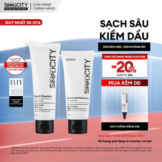 Combo chăm sóc da làm sạch bảo vệ toàn diện cho nam Men Stay Simplicity Starter Duo: Sữa rửa mặt x Kem dưỡng ẩm