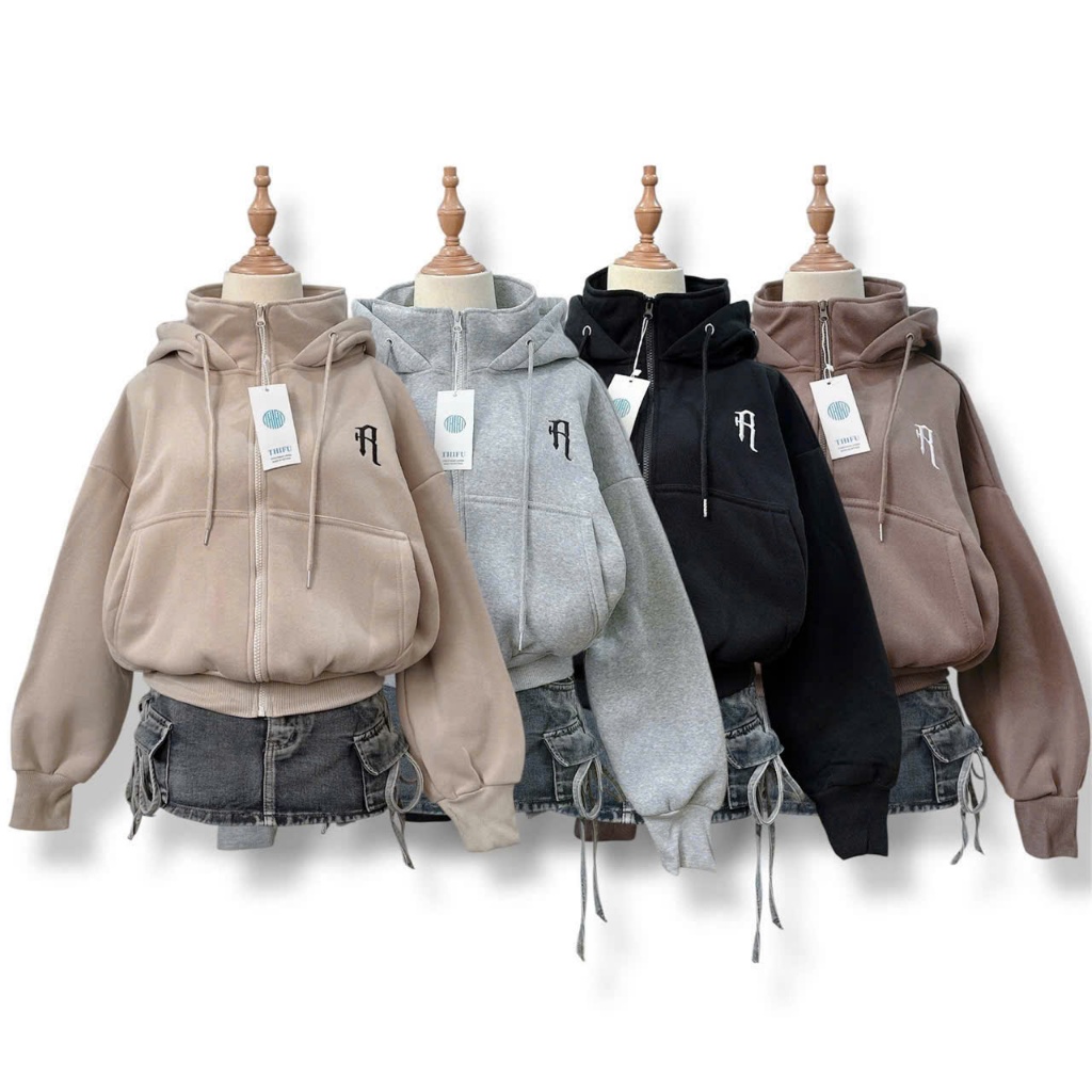 ÁO KHOÁC HOODIE NỈ NỮ CÓ NÓN TO THÊU CHỮ R CÓ TÚI TRONG MẪU MỚI ...