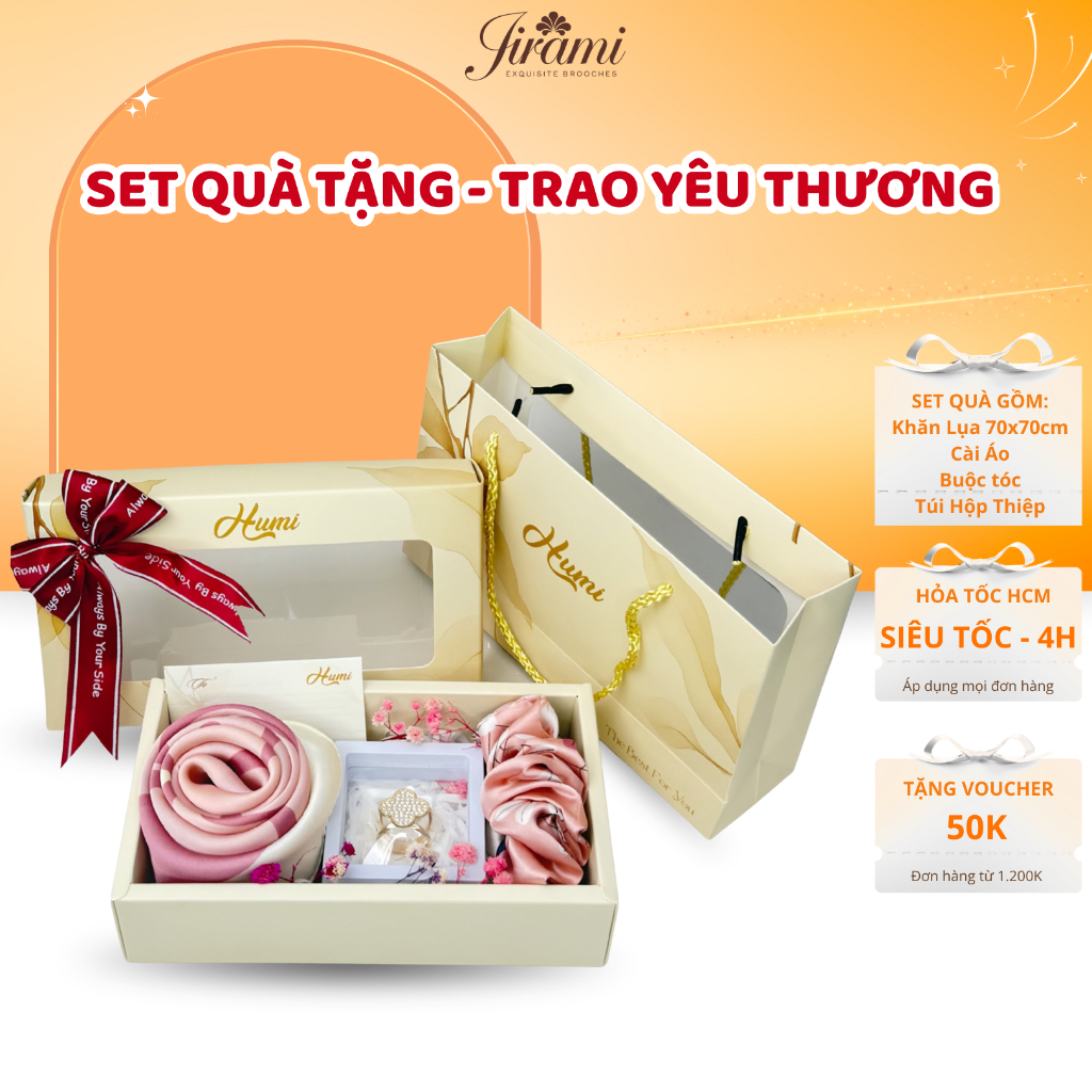 Quà Tặng Khăn Choàng Lụa Sang Trọng Tinh Tế JIRAMI Set Quà Tặng Dịp Lễ 20/10, 20/11, 8/3, Tốt Nghiệp